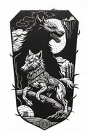wolf and knight  tattoo design idea