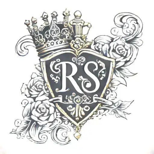 initials r and s queen crown tattoo design idea