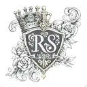 initials r and s queen crown tattoo design idea