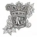 initials r and s queen crown tattoo design idea