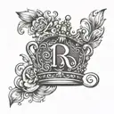 initials r and s queen crown tattoo design idea