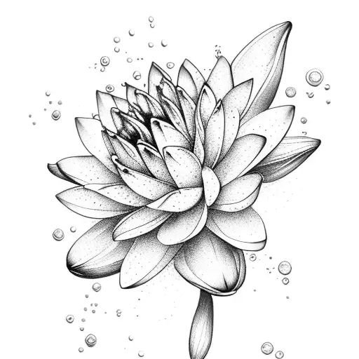 bouquet with a mix of lily of the valley and water lily tattoo design idea