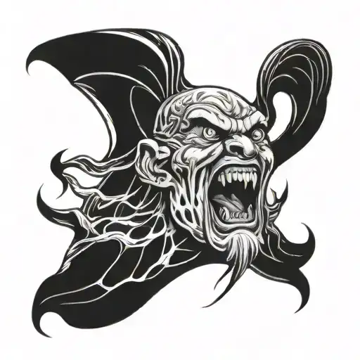 posiedon screaming face tattoo design idea
