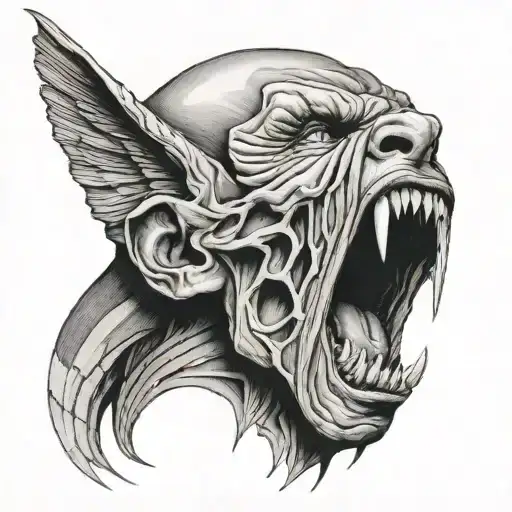 realistic  posiedon screaming face tattoo design idea