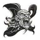posiedon screaming face tattoo design idea