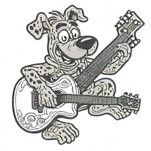 scooby doo playing guitar tattoo design idea