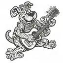 scooby doo playing guitar tattoo design idea