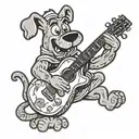 scooby doo playing guitar tattoo design idea