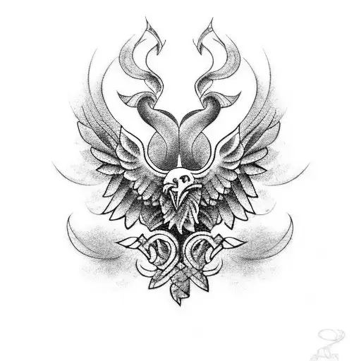 Design a tattoo that combines the elegance of an eagle with the determination of a weightlifter in a blackwork style. tattoo design idea