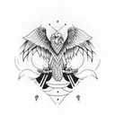 Design a tattoo that combines the elegance of an eagle with the determination of a weightlifter in a blackwork style. tattoo design idea