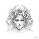 angel with rose tattoo design idea