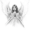 angel with rose tattoo design idea