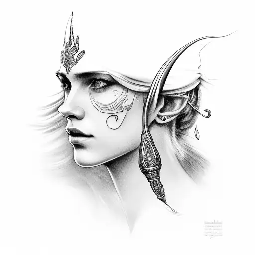 God Freya, face, beautyful face, nordi, tattoo arm, braided hair, natural tattoo design idea