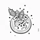 watermelon with heart seeds tattoo design idea