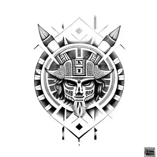 upper arm sleeve Aztec mythological  tattoo design idea