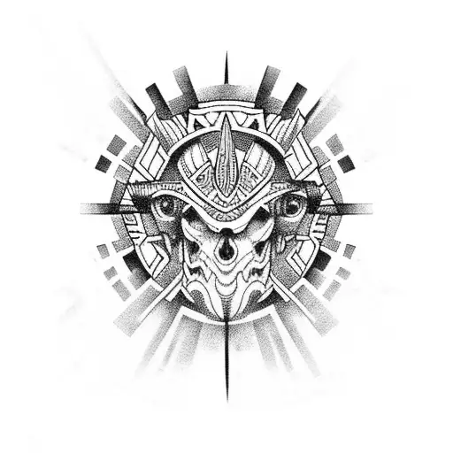 upper arm sleeve Aztec mythological  tattoo design idea