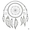 Design a minimalist tattoo of a dream catcher with a moon at its center, incorporating Indian henna patterns tattoo design idea