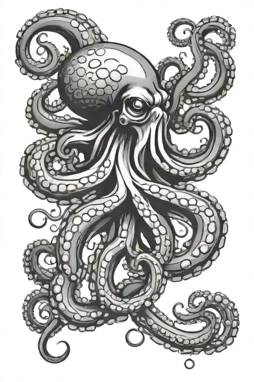 scuba diving and octopus wrapped tattoo design idea