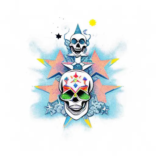 skull and star tattoo design idea