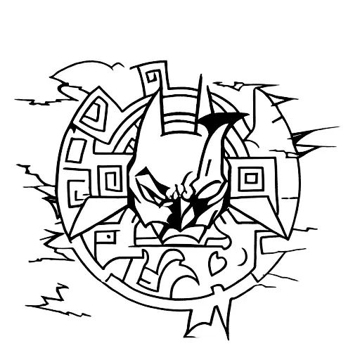 Dark Knight-inspired tattoo featuring a silhouette of Batman against a blood-red moon tattoo design idea