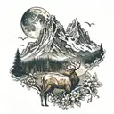 mother nature with mountains and wildlife tattoo design idea