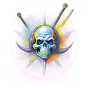 drinking skeletor tattoo design idea