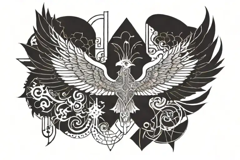 zoroastrian wings spread tattoo design idea
