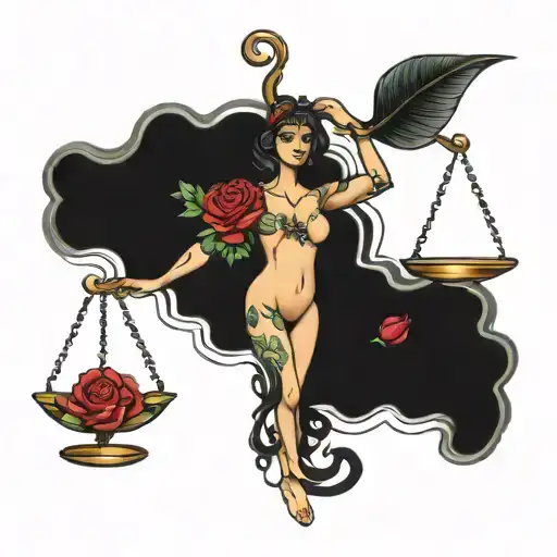 Libra, goddess, rose tattoo tattoo design idea