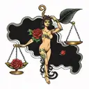 Libra, goddess, rose tattoo tattoo design idea