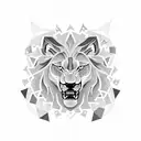 A roaring lion with a mane shaped like a lone wolf, surrounded by clock gears seamlessly woven into the mane symbolizing the battle against time, in blackwork style tattoo design idea