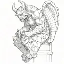 gargoyle climbing wall looking over left shoulder tattoo design idea