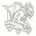 gargoyle climbing wall looking over left shoulder tattoo design idea