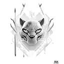 Black Panther with spear through heart  tattoo design idea