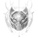 Black Panther with spear through heart  tattoo design idea