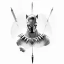 Black Panther with spear through heart  tattoo design idea