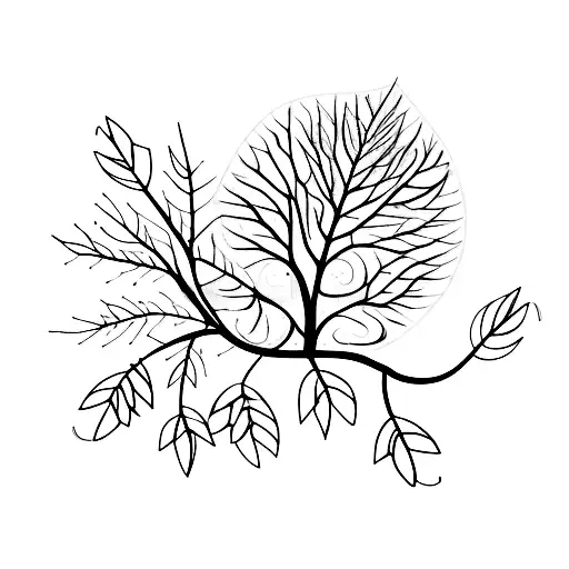 fall leaves tree branch tattoo design idea