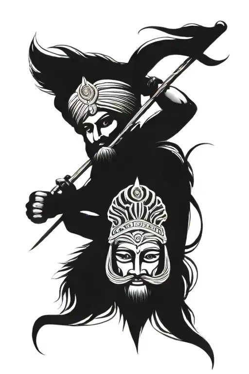 Sikh warrior victorious  tattoo design idea