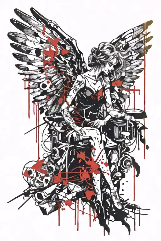 angel mother seamstress tattoo design idea