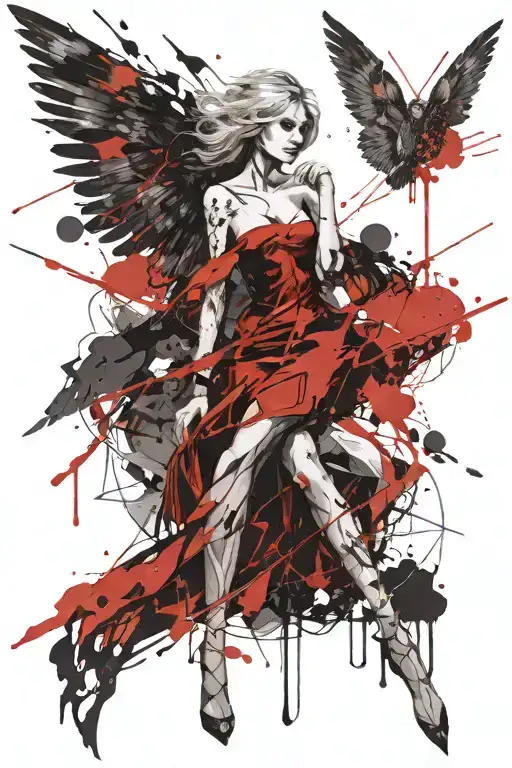 angel women constantine tattoo design idea