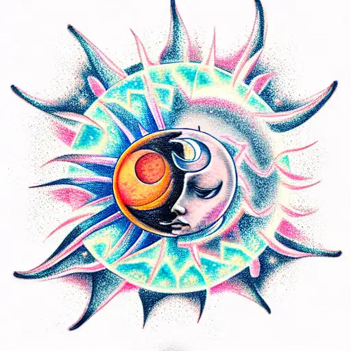 Sun and Moon tattoo design idea