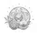 singe noix de coco soleil tattoo design idea