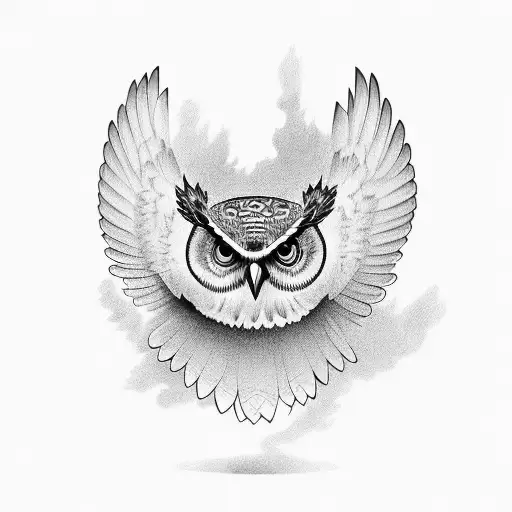 flying owl tattoo design idea