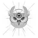 symmetrical owl in flight with all seeing eye tattoo design idea