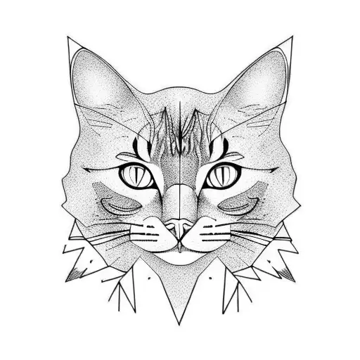 colorful cat tattoo design idea