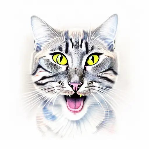 colorful cat tattoo design idea