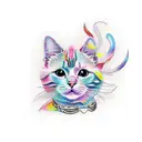 colorful cat tattoo design idea