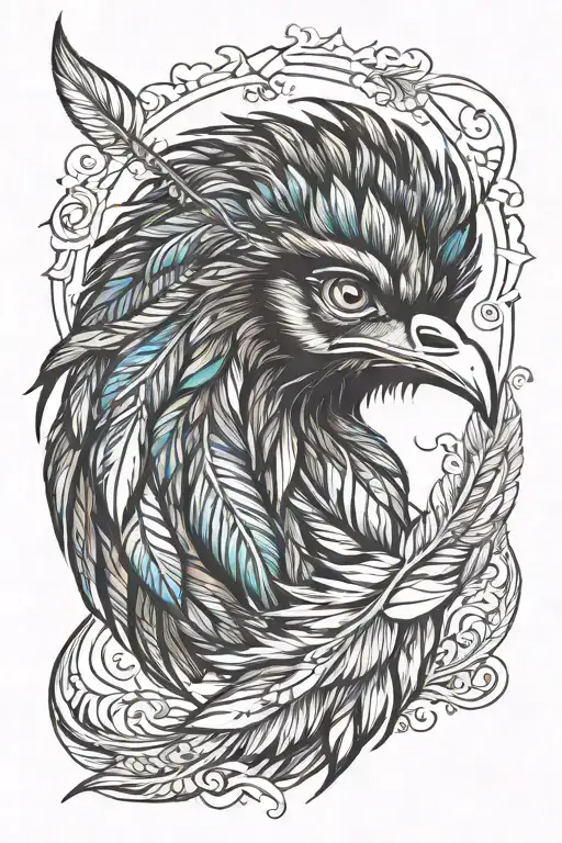 emu feather transforming tattoo design idea