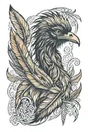 emu feather transforming tattoo design idea