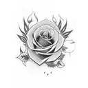 a dark tower surrounded by red roses tattoo design idea
