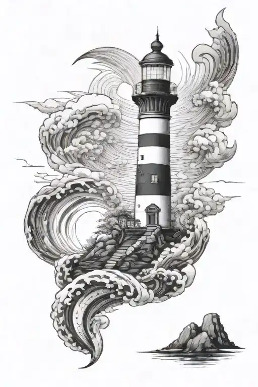 Lighthouse during a storm tattoo design idea